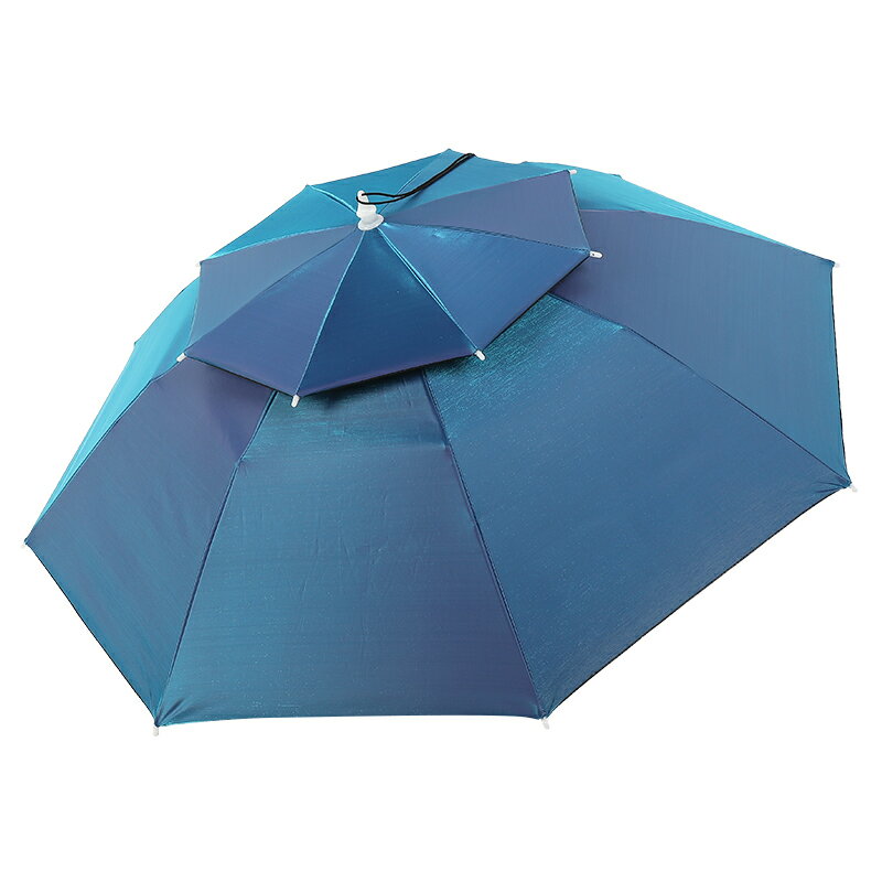 雨傘帽 頭戴傘雨傘帽雙層大號折疊戶外釣魚傘漁具帽子頭頂式遮陽黑膠傘帽【HZ70301】