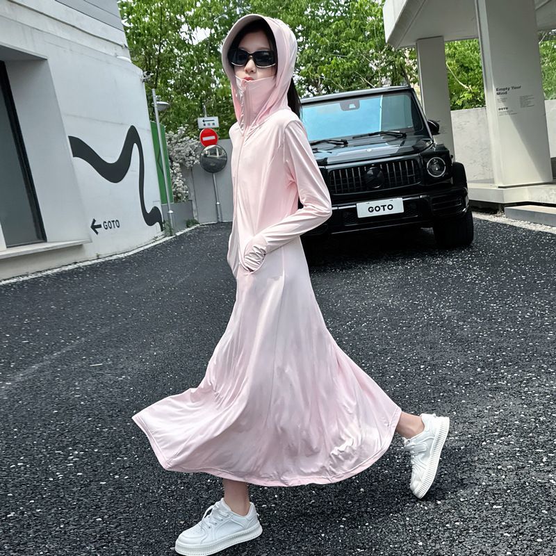 兒童防曬衣長款全身夏季薄款外套大帽簷女孩大童冰絲防曬服上檔次
