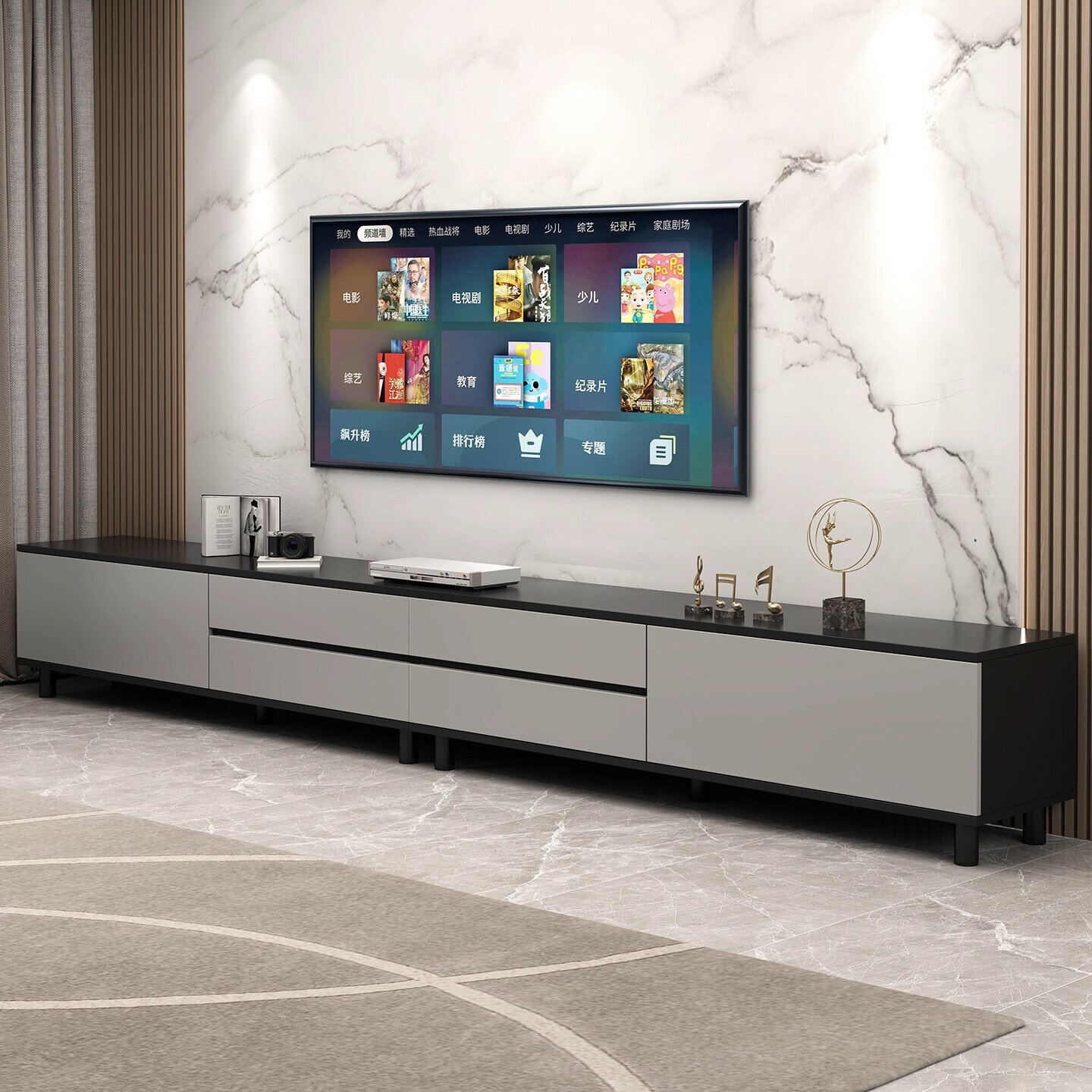 免運 電視櫃客廳家用新款小戶型落地桌收納儲物櫃一體黑色電視機櫃