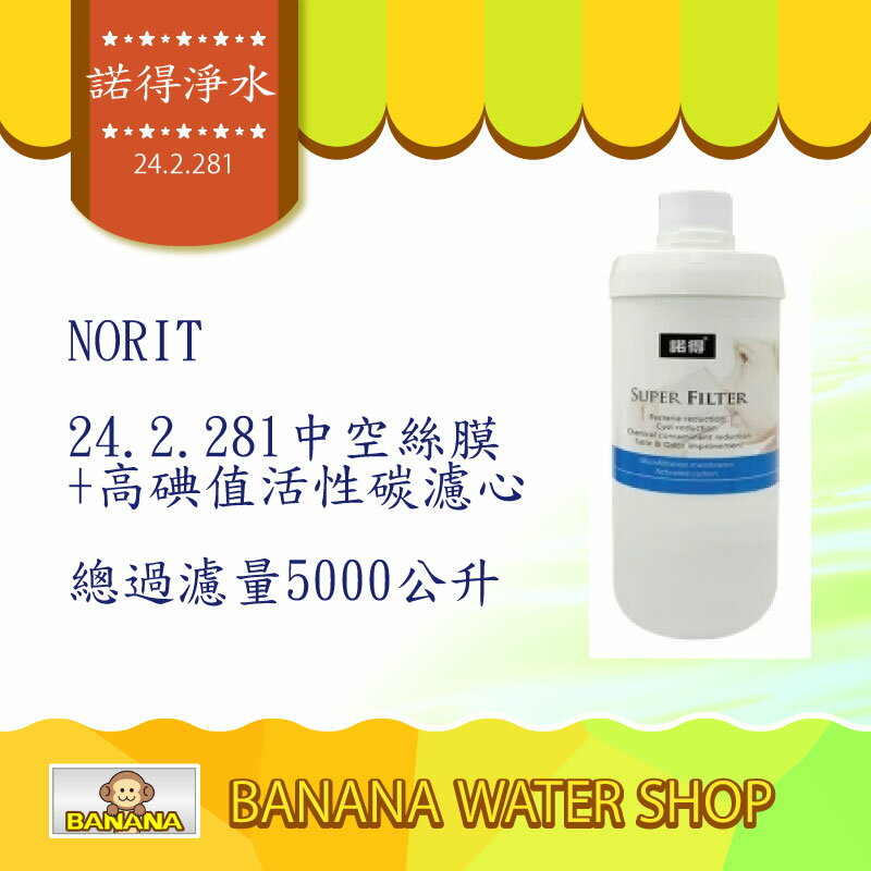 【6期零利率+免運+贈餘氯測試液】諾得淨水 中空絲膜+高碘值活性碳濾心(24.2.281)