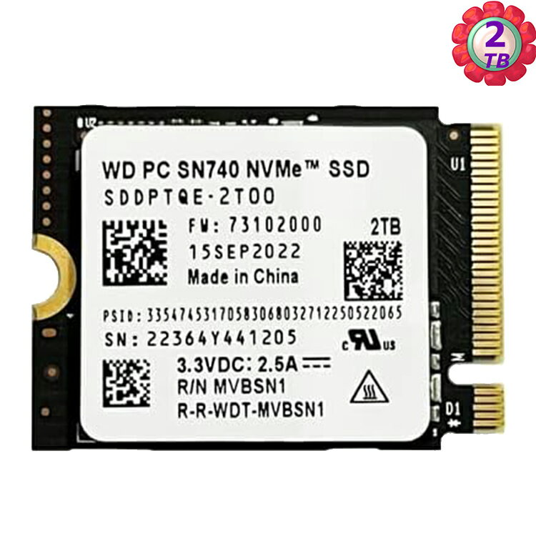 WD SN740 2TB 2T M.2 2230 PCIE 4.0 SSD 固態硬碟 -OEM 包裝