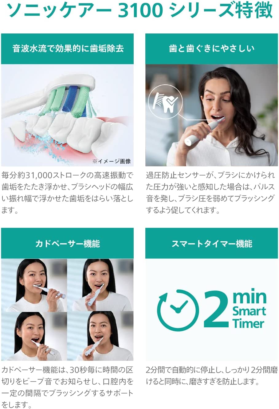 日本代購】Philips 飛利浦Sonicare 3100系列電動牙刷HX3675/24 (2入