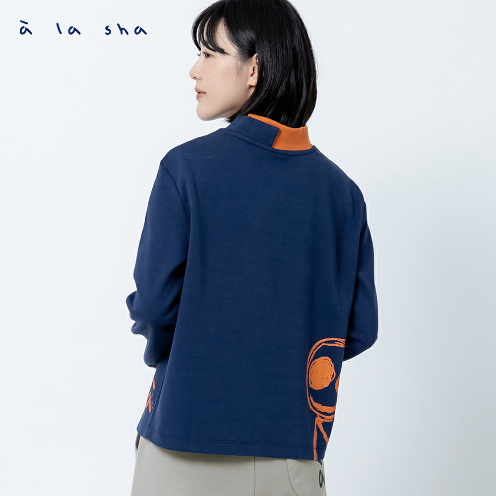 a la sha 阿財立領撞色上衣