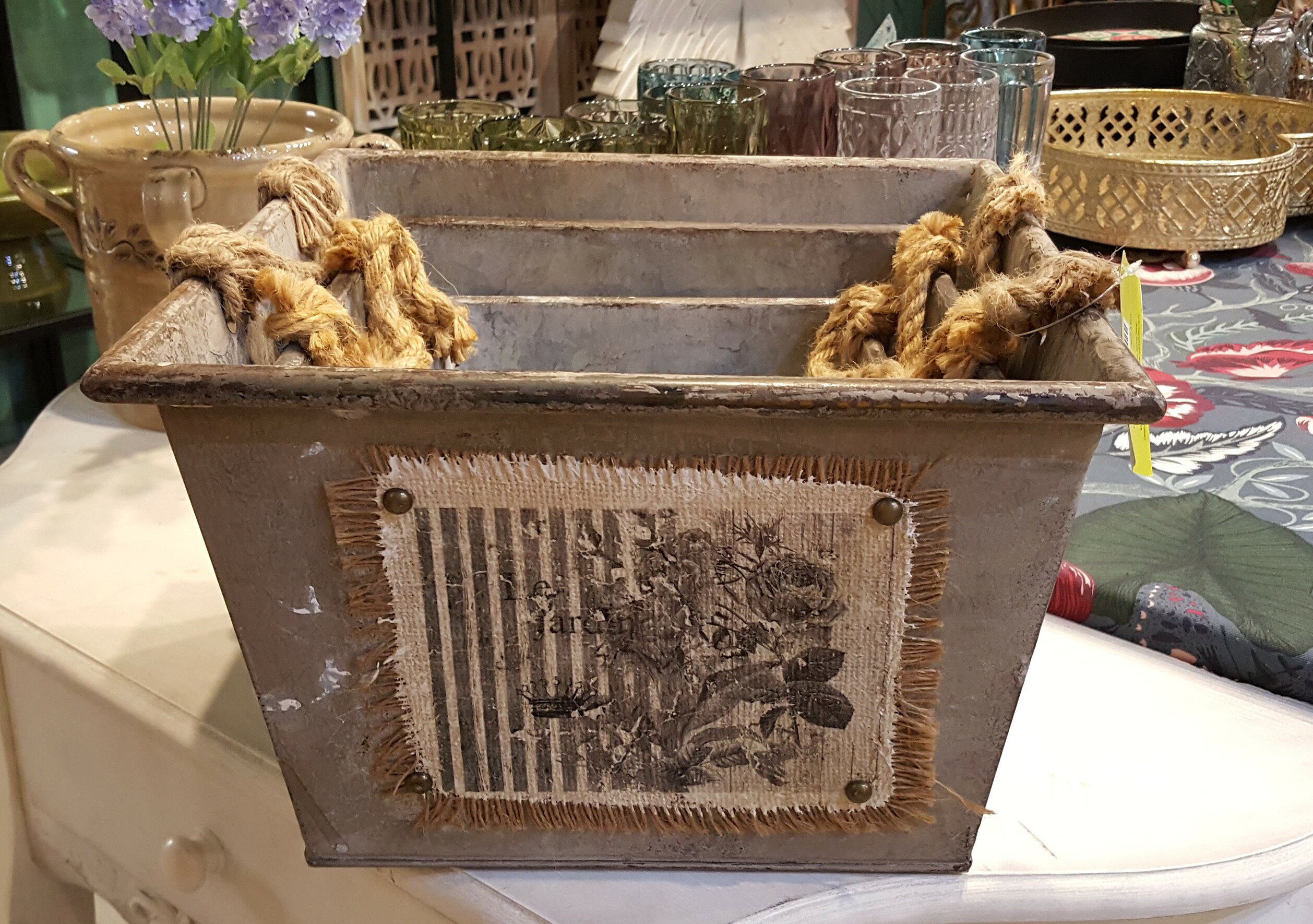 復古麻繩金屬仿舊方型花器(3入) 2