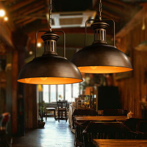 北歐Loft餐廳吧臺吊燈美式鄉村創意復古工業風鐵藝單頭鍋蓋吊燈