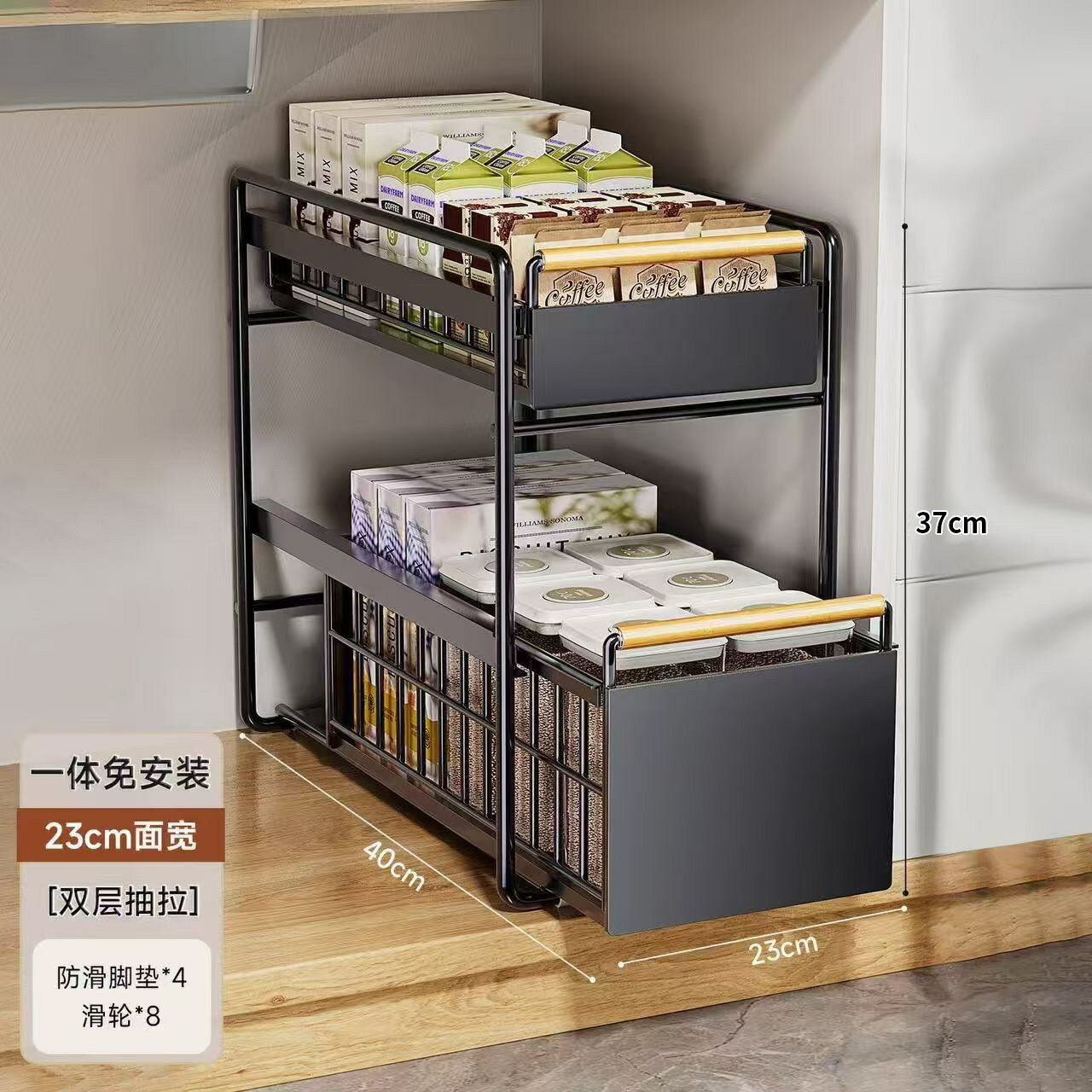 嚴選抽拉式置物架廚房雙層下水槽儲物架櫥櫃內分層臺面調料架收納 0