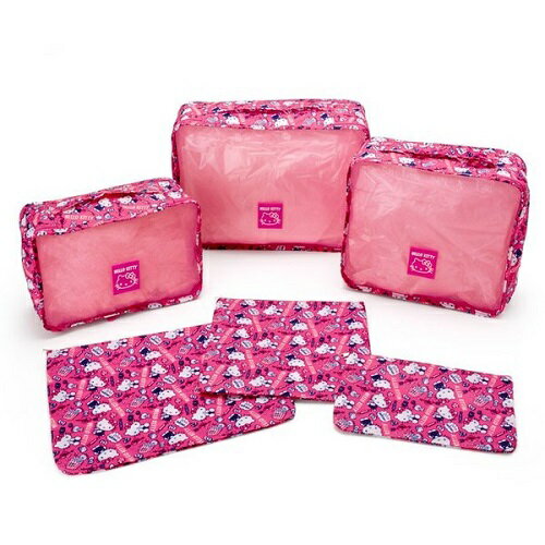 大賀屋 HELLO KITTY 收納袋 旅行組 六入 收納 三麗鷗 凱蒂貓 KT 日貨 正版 授權 J00014629