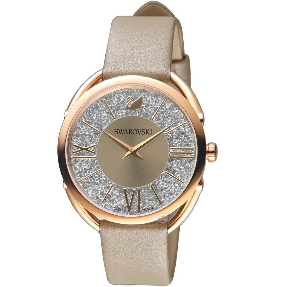 SWAROVSKI 施華洛世奇 Crystalline Glam腕錶(5452455)-35mm-灰面皮革【刷卡回饋 分期0利率】【APP下單22%點數回饋】