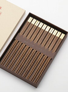 高檔紅木筷子家用10雙家庭裝 實木雞翅木質快子 商用套裝禮盒定制