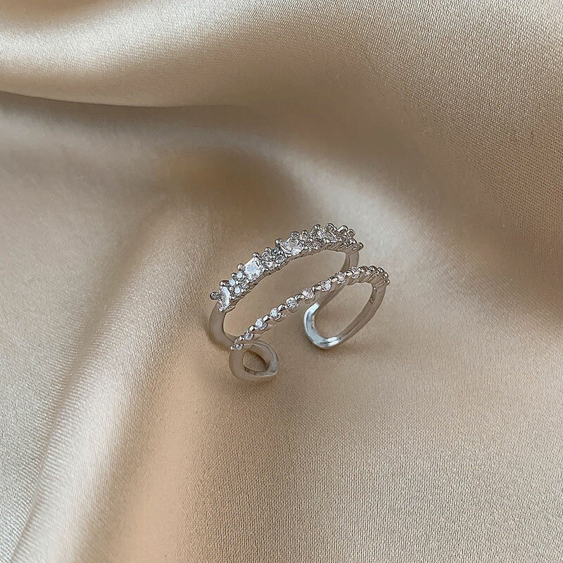 高級感戒指女小眾設計ins潮冷淡風可調節開口指環時尚個性食指戒