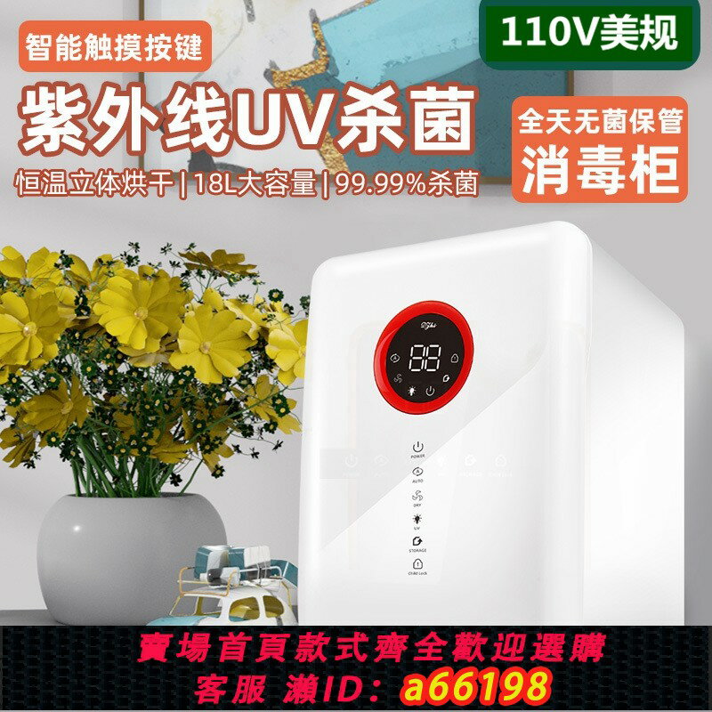 【臺灣公司 可開發票】跨境110V美規嬰兒奶瓶消毒櫃帶烘乾機智慧二合一紫外線寶寶消毒機