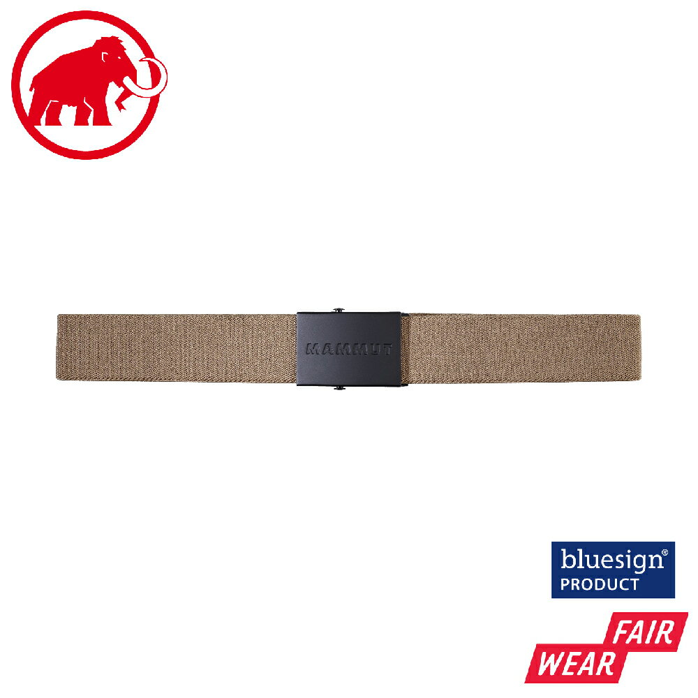 【MAMMUT 長毛象 Logo Belt 金屬Logo印花編織腰帶《深沙褐》】1192-00141/扣環腰帶/皮帶
