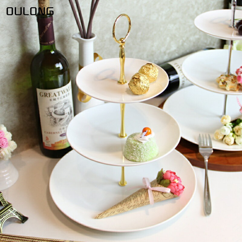 三層水果盤家用客廳蛋糕點心架子多層歐式創意甜品臺擺件糖果托盤
