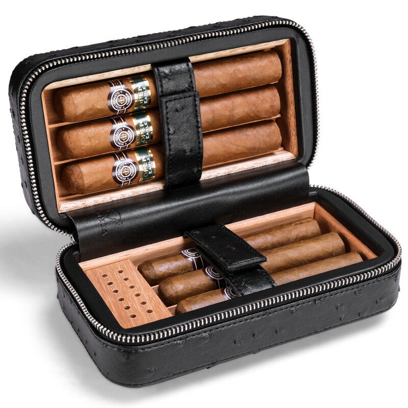 古巴雪茄包雪茄保濕盒保濕套襯雪松木便捷旅行個性創意牛皮革煙盒 森馬先生旗艦店