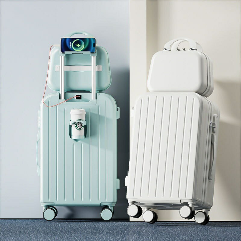 20寸旅行箱 大容量行李箱 多功能拉桿箱 ins時尚旅行箱 USB充電行李箱 拉鏈箱 密碼箱 出國登機箱 超輕託運箱