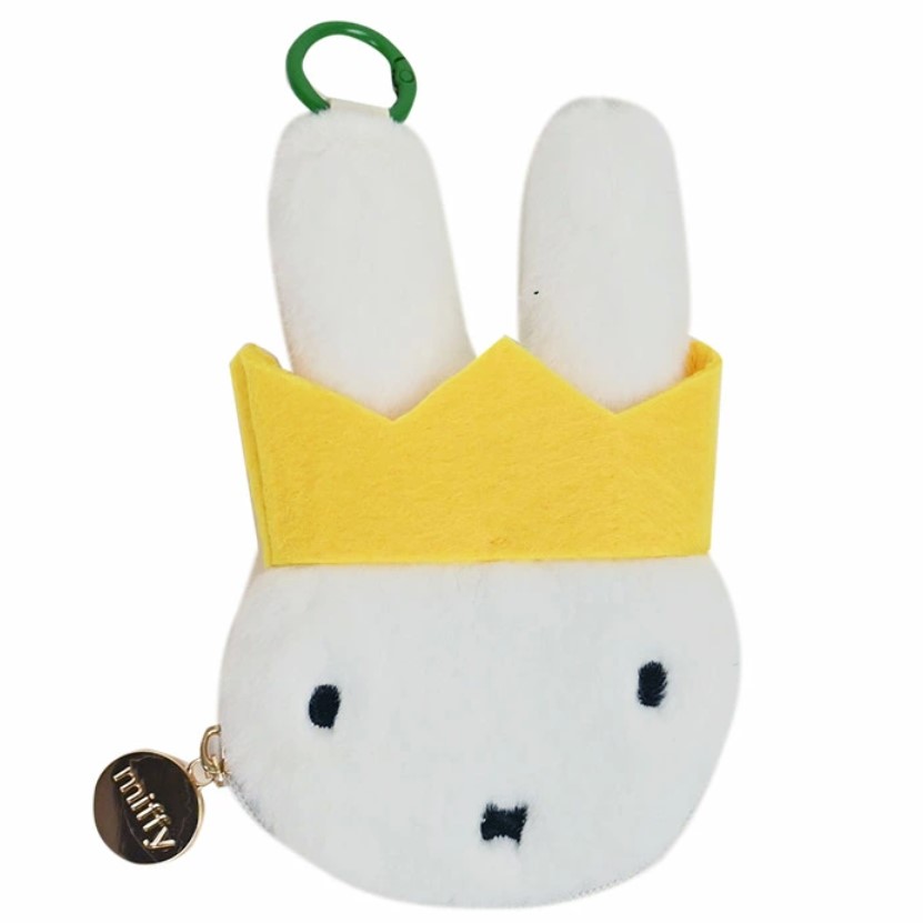 《預購》日本 miffy 70th 周年紀念 大臉造型零錢包(綠色釦環/皇冠))｜小鶴日貨