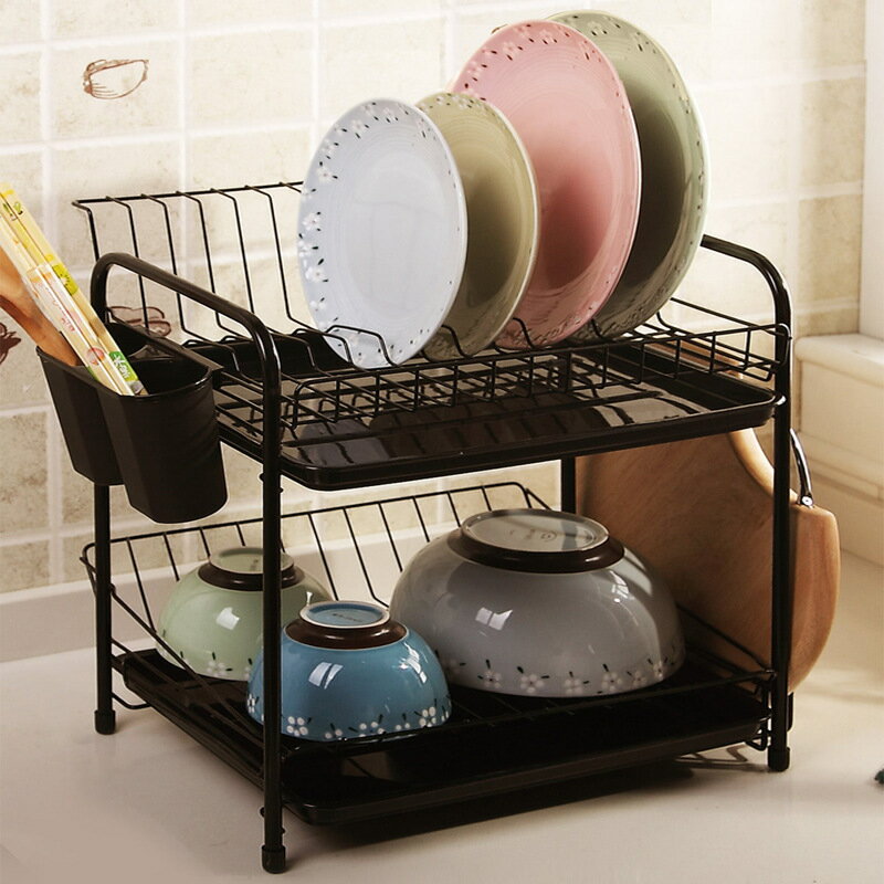 碗架掛碗架瀝水架晾放碗筷盤碗碟收納架金屬雙層廚房多功能置物架
