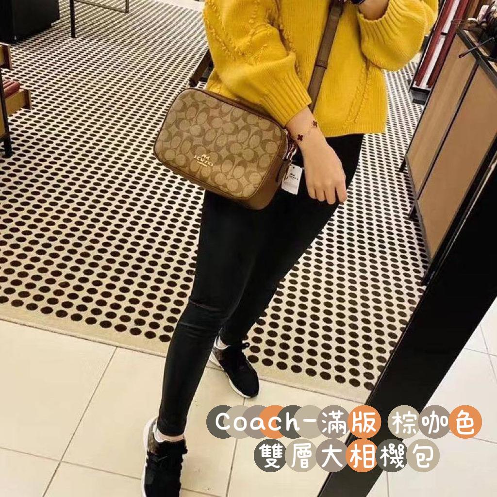 .美國正品COACH 限量經典-黑色大馬車LOGO、新款-滿版淺咖拚粉色、白全皮拚天藍色大馬車logo、經典黑金色-(荔紋全真皮)、滿版棕咖色、經典墨綠全皮大馬車logo-(大號)雙層拉鏈相機包、斜背包、側背包-(均可放長夾).及限量 星際大戰聯名款~滿版黑灰色C Logo-(大號) 雙層拉鍊相機包 斜背包(頭層真皮+防刮皮款)...男女均適用*vivi shop* 3