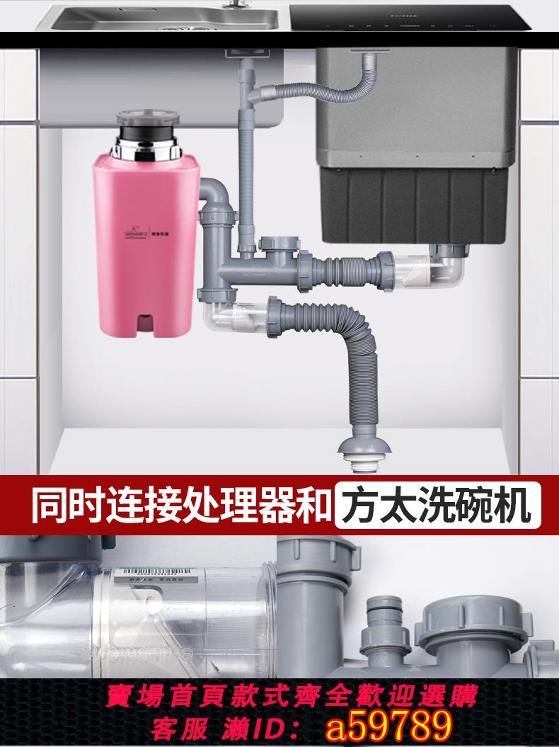 【臺灣公司 可打統編】潛水艇適配方太水槽洗碗機接垃圾處理器廚房雙槽下水管三槽排水管