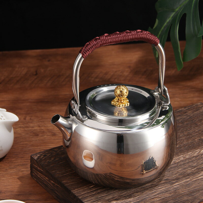 304不鏽鋼提梁壺加厚平底燒水壺電陶爐壺商用煮茶壺泡茶壺禮品壺
