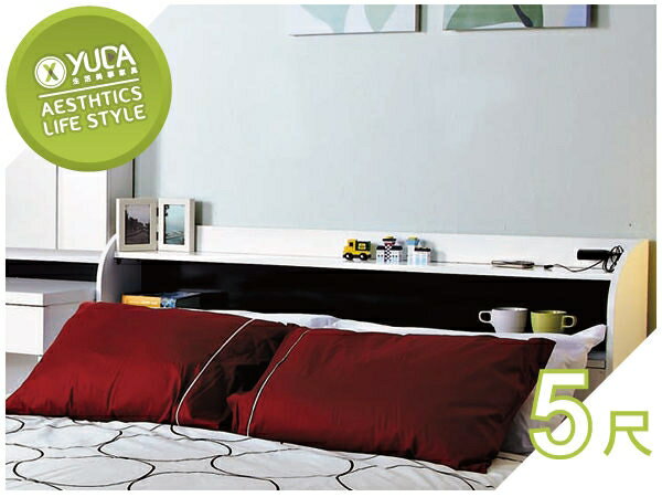 床頭箱【YUDA】北歐風格 凡斯 波麗漆 貼心插座設計 5尺雙人床頭箱/床頭櫃 J23S 347-1