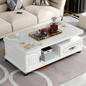 歐式圓角茶幾簡約現代電視柜茶幾組合小戶型鋼化玻璃茶桌桌子客廳