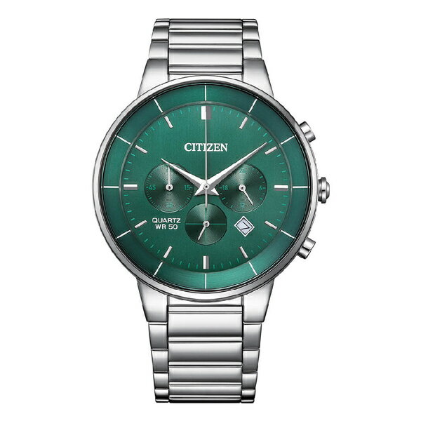 CITIZEN 星辰 Chronograph AN8220-52X 三眼計時碼錶腕錶 綠面 42mm｜樂天全館特惠中★指定刷卡回饋10%