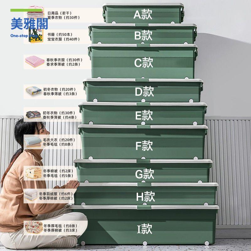 免運開發票 收納箱 儲物箱 床底收納箱學生宿舍裝衣服書本玩具儲物箱大號塑膠帶輪扁平整理箱 八折下殺ly10h