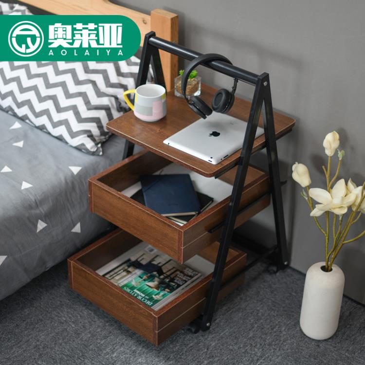 奧萊亞簡約移動帶儲物櫃邊幾角幾小茶幾沙發邊幾邊桌懶人床頭櫃 雙11全館免運