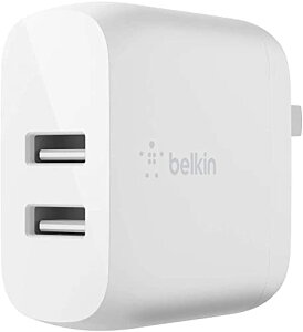 【日本代購】Belkin USB充電器2端口24W(12W USB-A x 2) 折疊式插頭iPhone 13 / 12 / 11 / SE / iPad/Android智能手機各種對應BOOST↑CHARGE WCB002dqWH-A