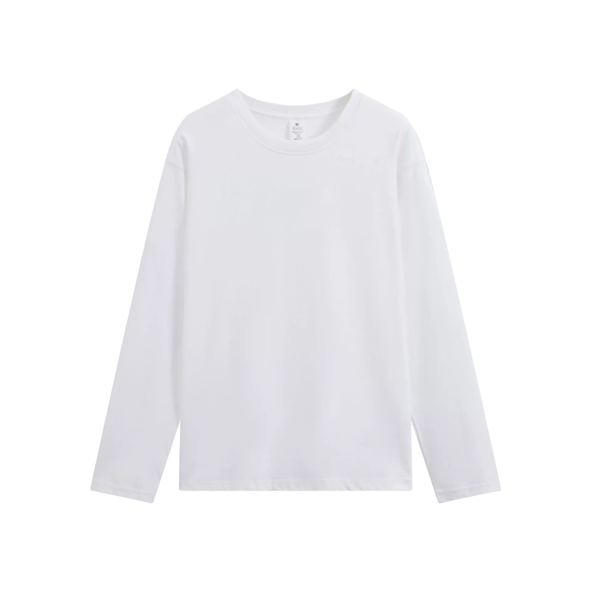 【喜挖】220g簡約內搭內搭衫女秋長袖純棉正肩T恤男圓領純色情侶衣服 5