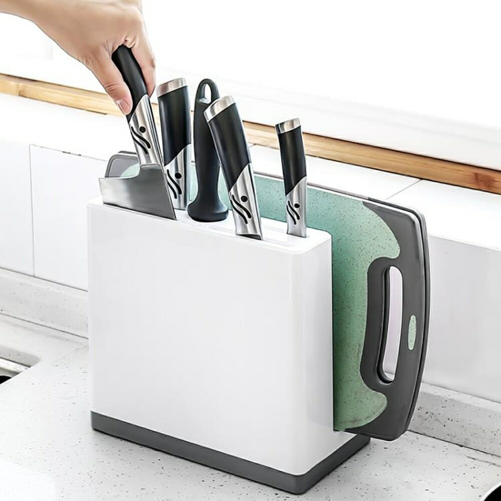 刀座 廚房用品刀架置物架多功能收納架可瀝水砧板架多用菜刀架刀座 曼慕衣櫃