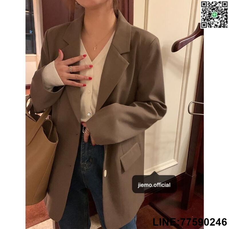 口醬】【特價】 韓版西裝外套 休閒西裝外套女 2021秋冬 寬鬆 單排口女生西裝外套 風衣外套 女裝 上衣 ️‍♀️