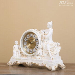 麗盛歐式復古坐鐘家居裝飾品靜音擺鐘時尚臺面鐘創意座鐘時鐘