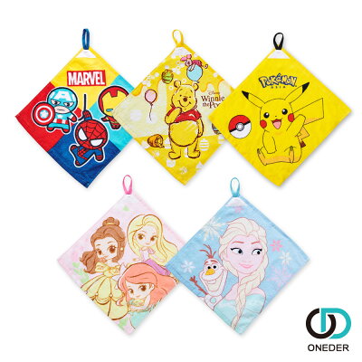 【ONEDER旺達】純棉吸水擦手巾 皮卡丘 迪士尼公主 小熊維尼 PK-DO001 ML-DO001 PR-DO001