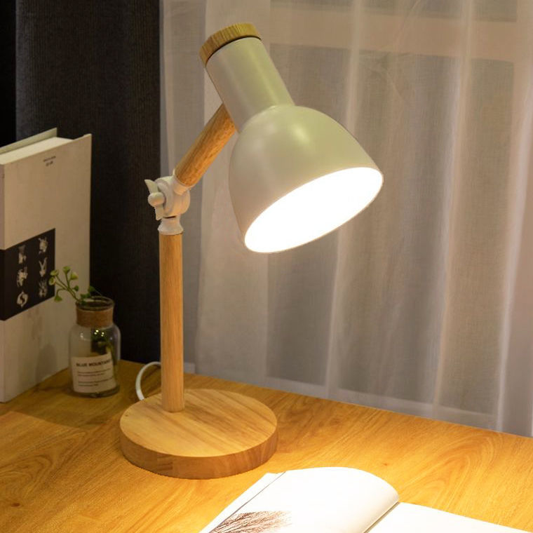 可開發票 臺燈護眼書桌大學生學習北歐ins臥室簡約木藝床頭燈LED創意插電式