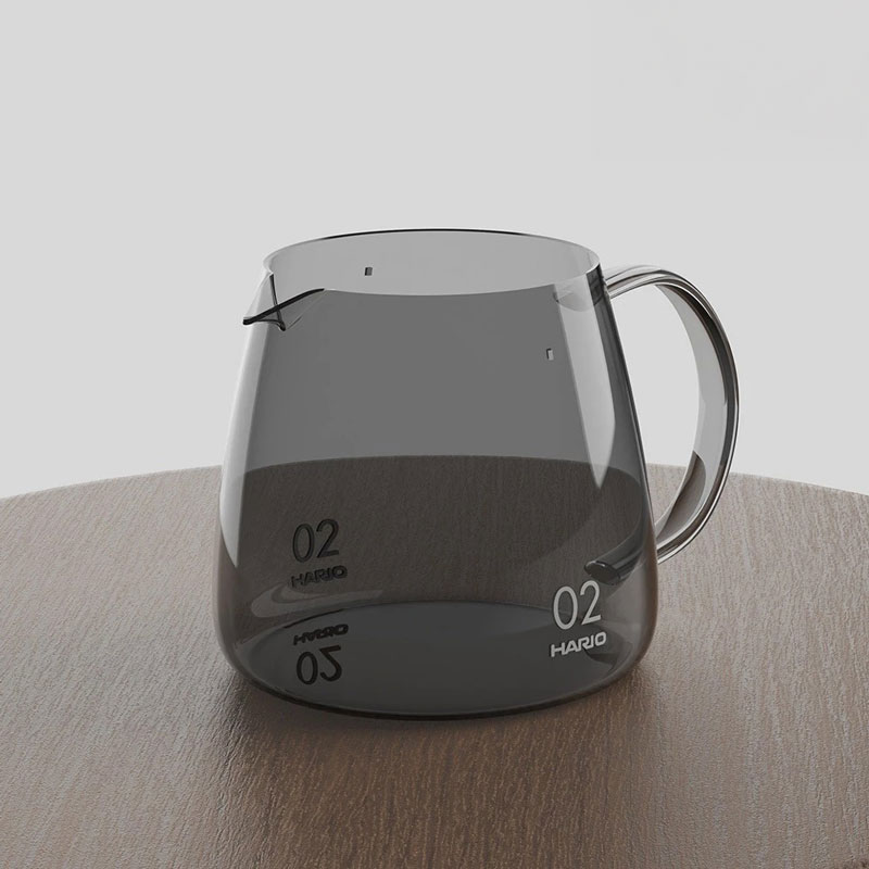 《HARIO》V60 BARISTA 02咖啡壺 600ml(VBS-60-GR-TW) 灰色雙層玻璃杯2入組 70ml(DWC-2024-B)