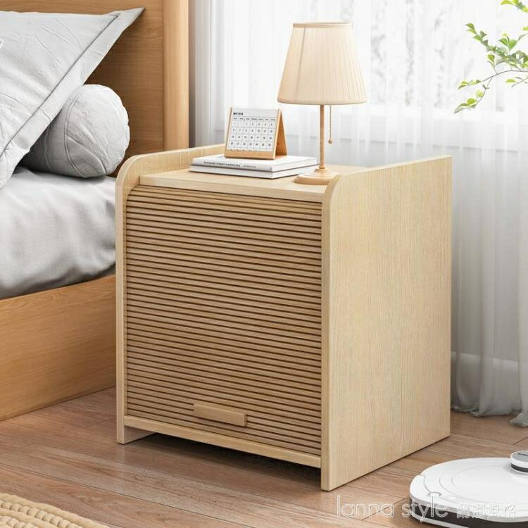 床頭櫃家用迷你小型臥室床邊櫃ins收納櫃子簡約現代實木色置物架