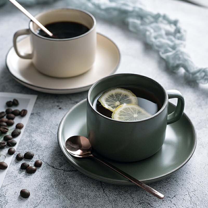 北歐啞光咖啡杯碟家用復古下午茶具套裝ins網紅精致花茶杯陶瓷杯