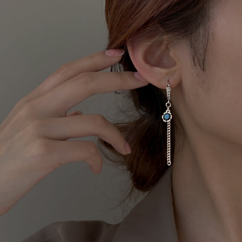 925純銀小象圓牌耳環女復古泰銀做舊流蘇耳墜冷淡風耳扣甜酷耳飾 4