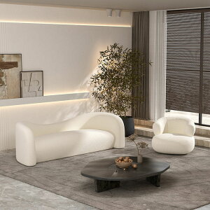 北歐科技布沙發小戶型 客廳 弧形輕奢沙發創意異形沙發網紅侘寂風