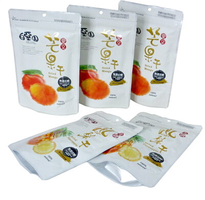 白堊園100%純天然無添加健康果乾五福臨門A組(無糖芒果X3+無糖鳳梨X2)