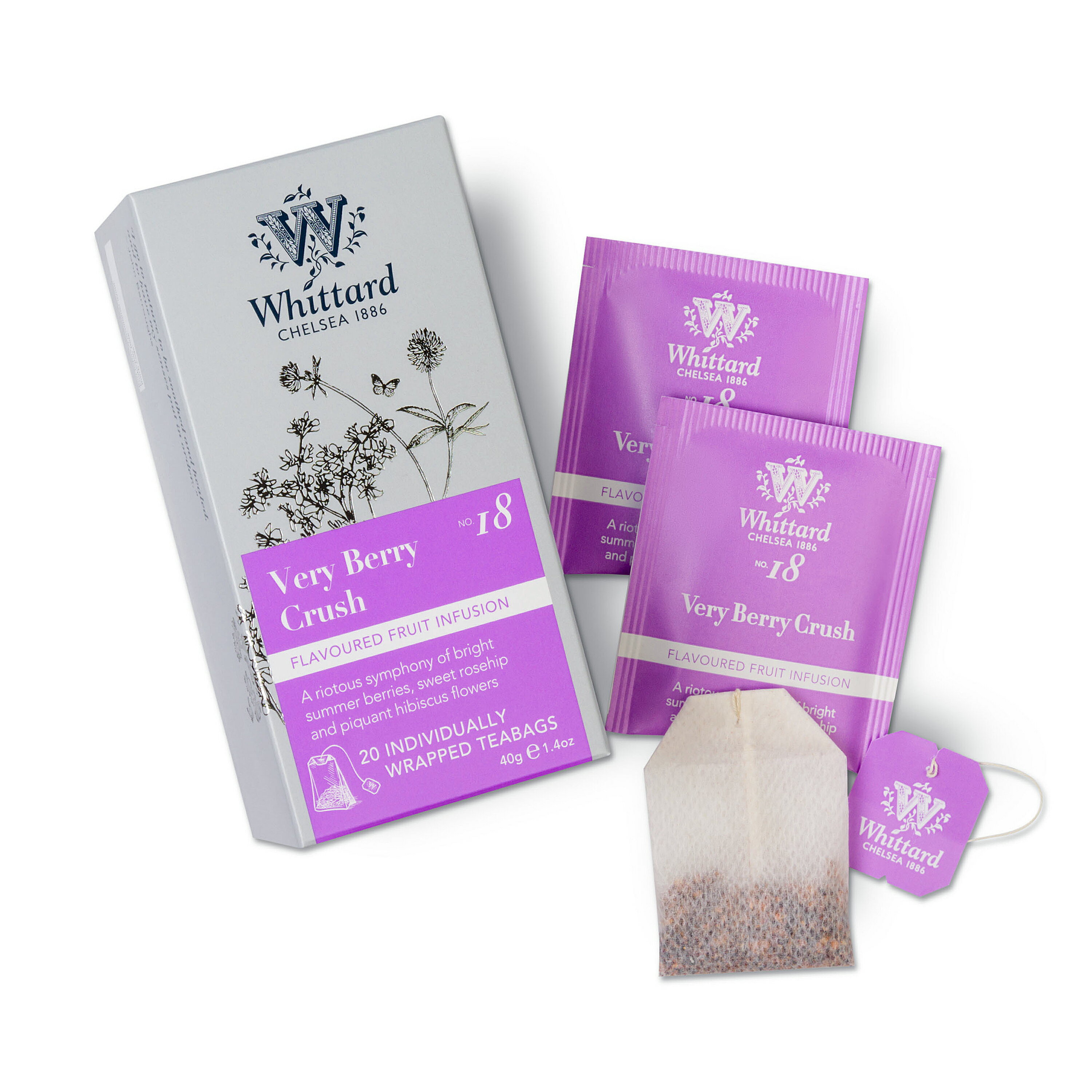 英國 Whittard of Chelsea 愛戀莓果茶 Very Berry Crush -水果茶&草本茶系列-40g/2gx20入/盒 1