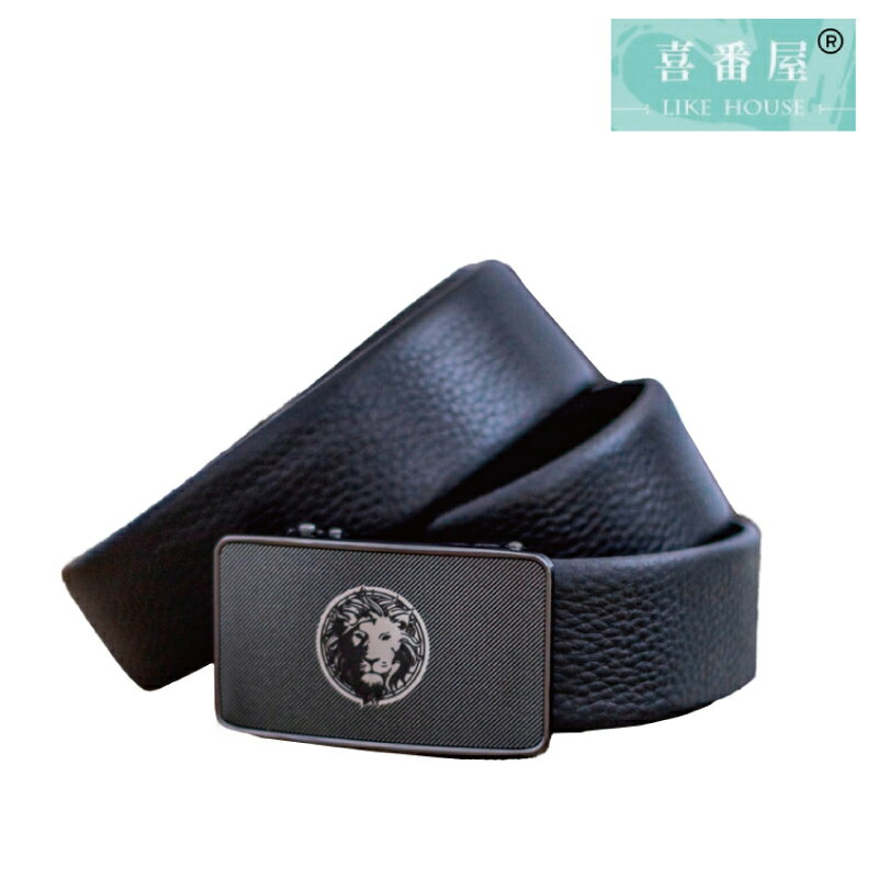 【喜番屋】真皮頭層牛皮帶寬3.5CM男士圖騰合金自動釦皮帶-萬獸之王【LL166】【精選店家★10月限時 $299免運 領券再折!!】