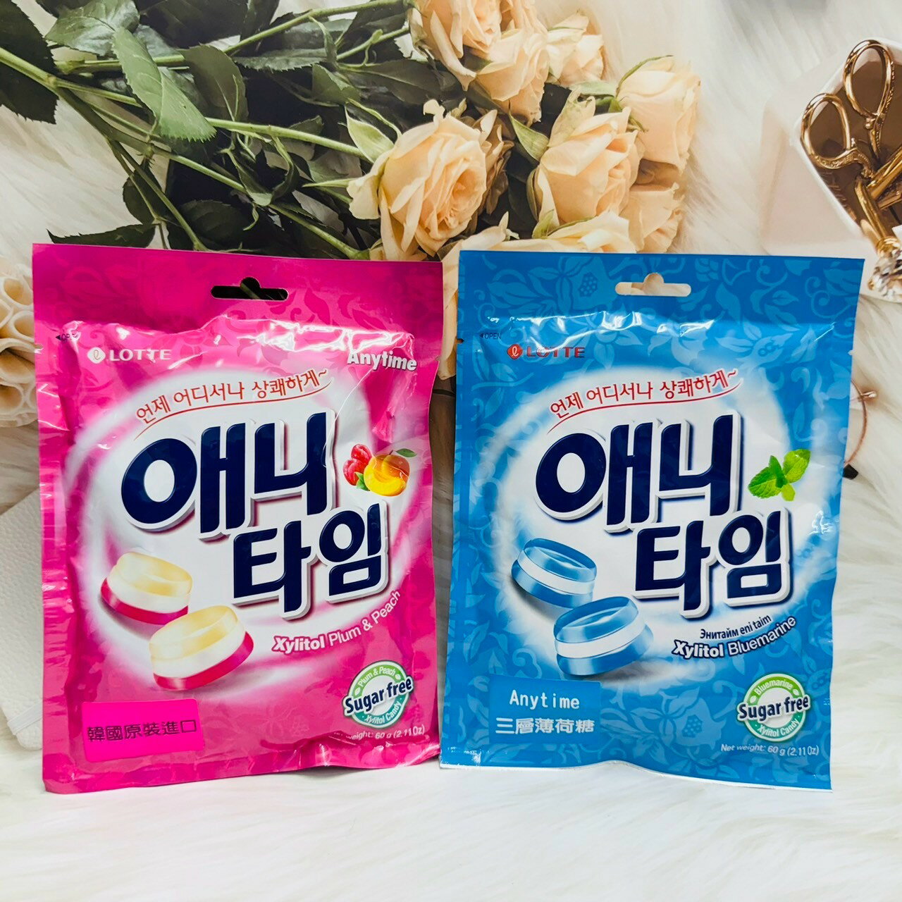 韓國 LOTTE Anytime 三層薄荷糖 薄荷風味梅子&蜜桃風味 薄荷糖 韓國薄荷糖 兩款供選