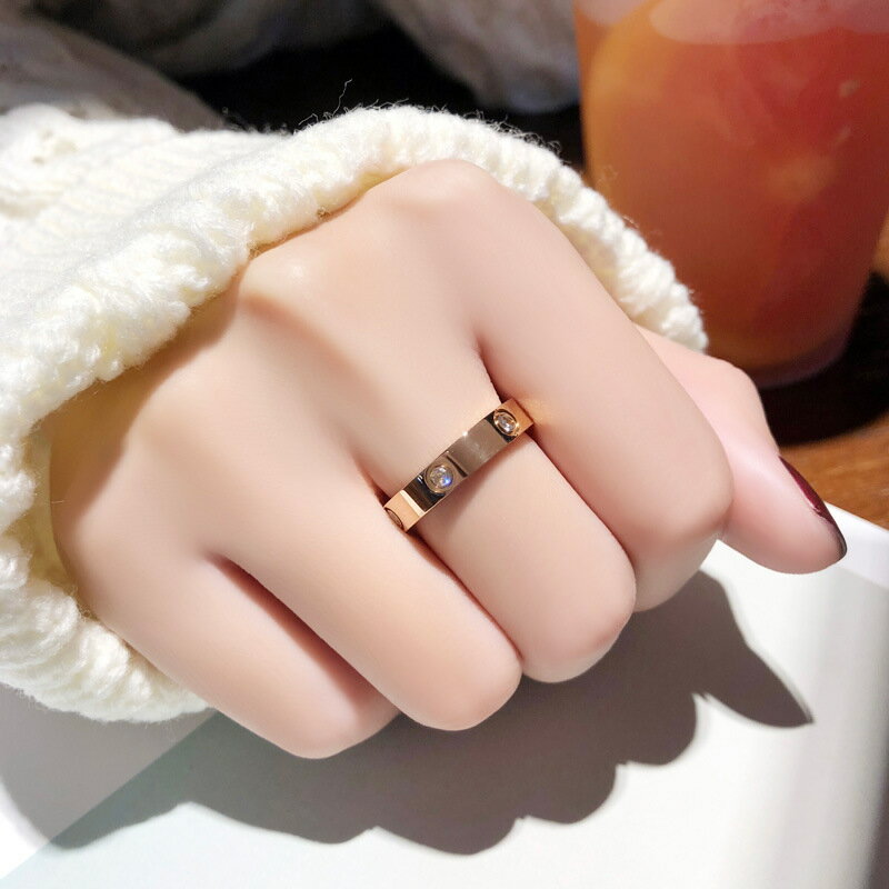 韓版鈦鋼戒指女時尚個性潮小眾設計精致裝飾食指指環情侶對戒