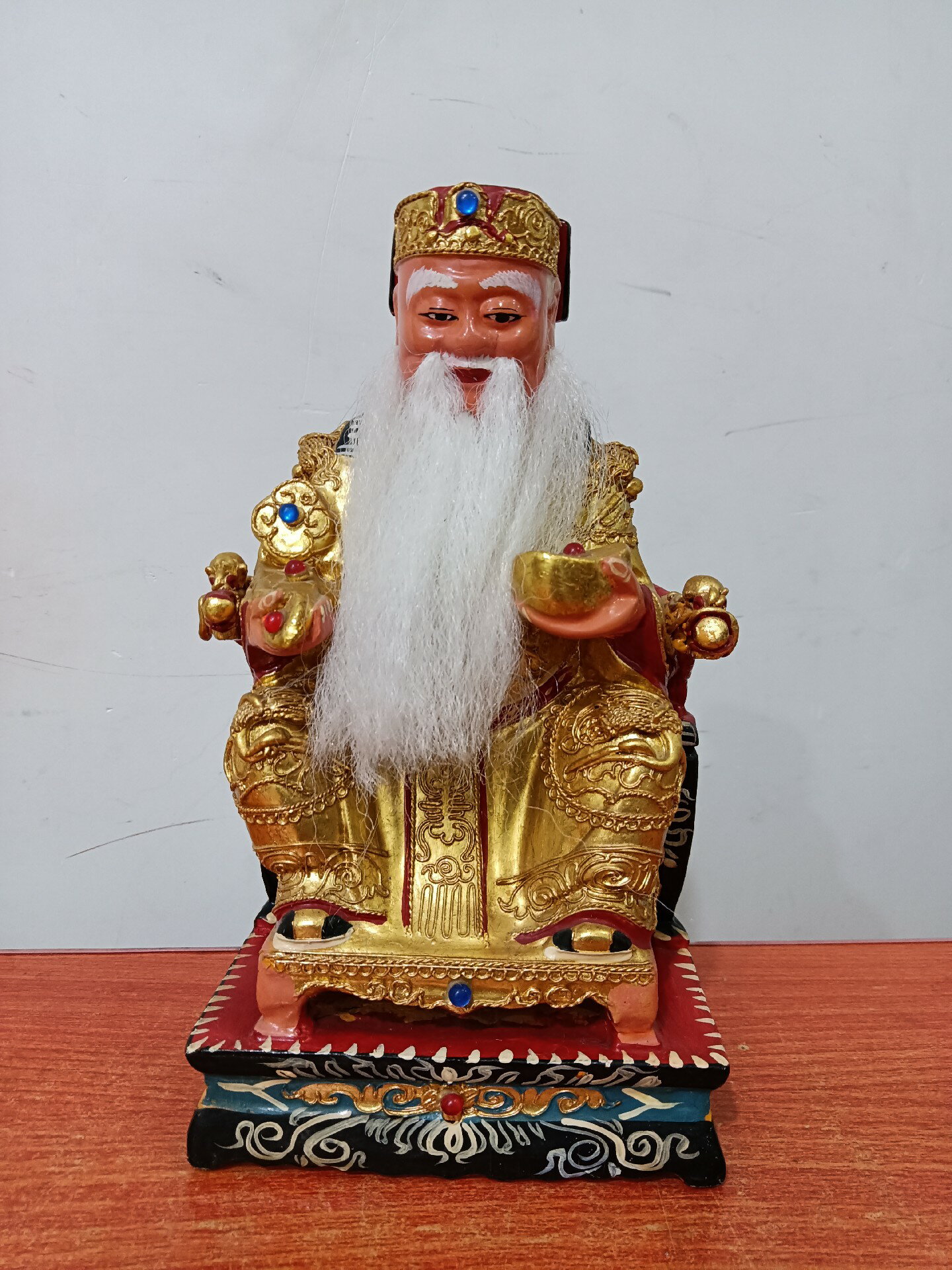 木雕福德正神，土地公，高22釐米，底座寬12釐米，深10釐米
