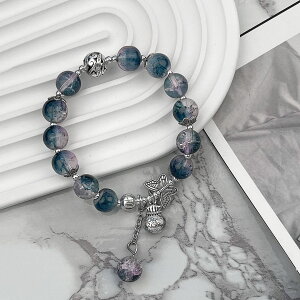 紫水晶手鏈漸變輕奢復古新中式合金手串高級感串珠手工送女生禮物