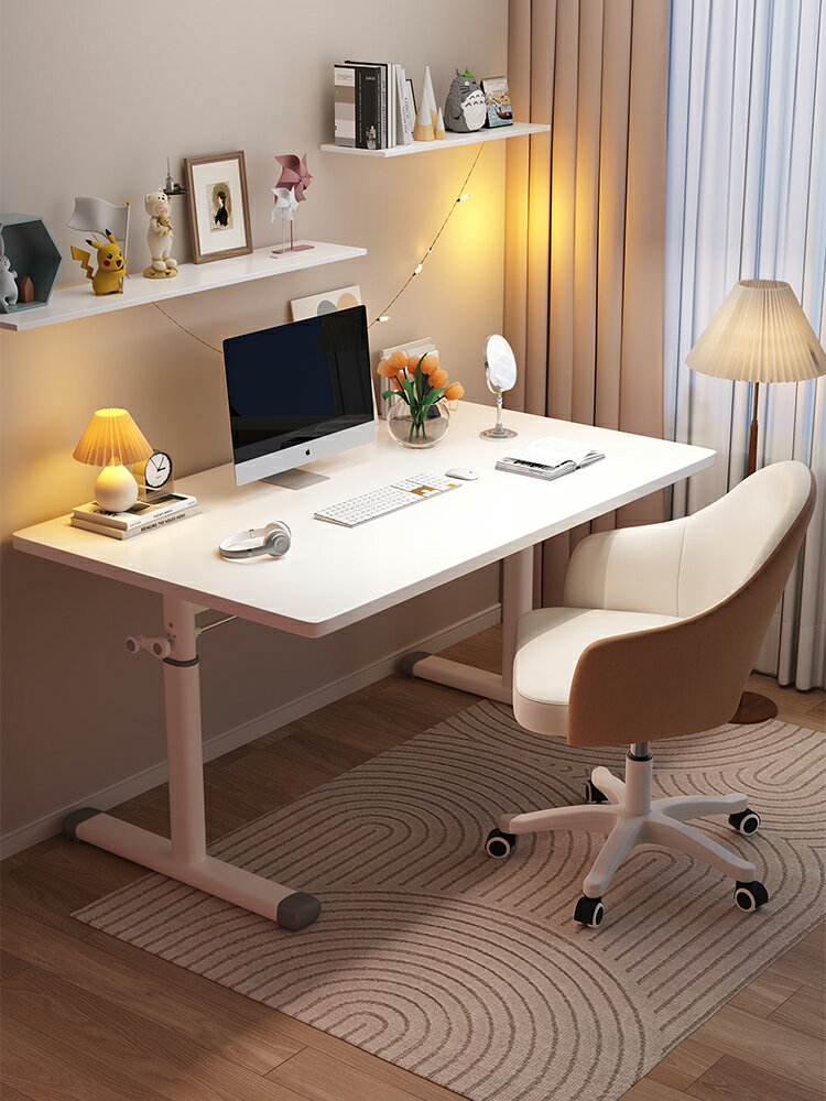 電腦桌可升降書桌學生家用寫字桌臺式桌子簡易出租屋辦公桌工作臺