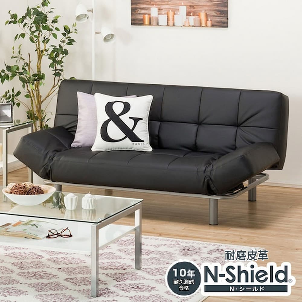 ◎耐磨皮革沙發床 N-SHIELD MARKS AM BK NITORI宜得利家居